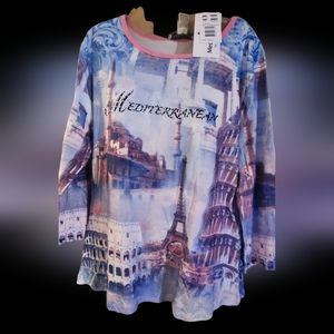 Never worn Long sleeve Mediterranean print sparkle shirt
